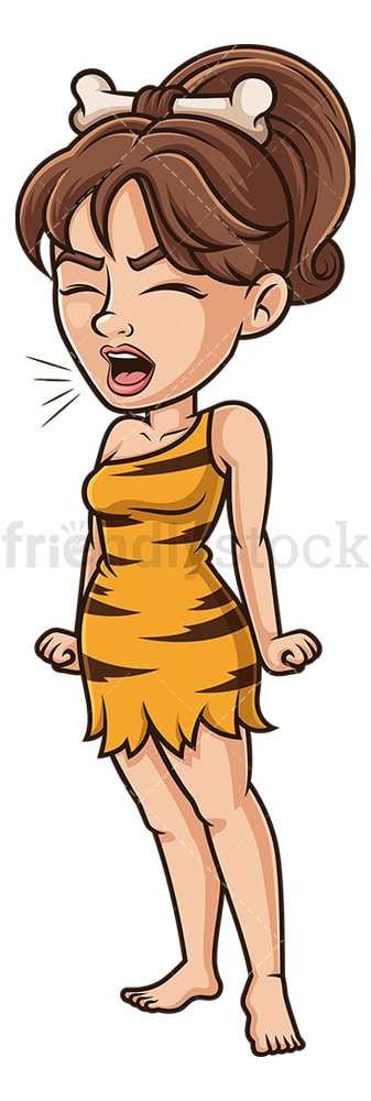 Cavewoman screaming. PNG - JPG and vector EPS (infinitely scalable).
