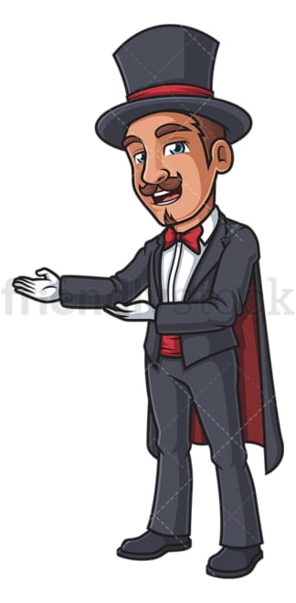 Magician presenting. PNG - JPG and vector EPS (infinitely scalable).