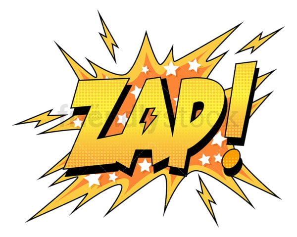 Zap retro comic book sound effect. PNG - JPG and vector EPS (infinitely scalable).