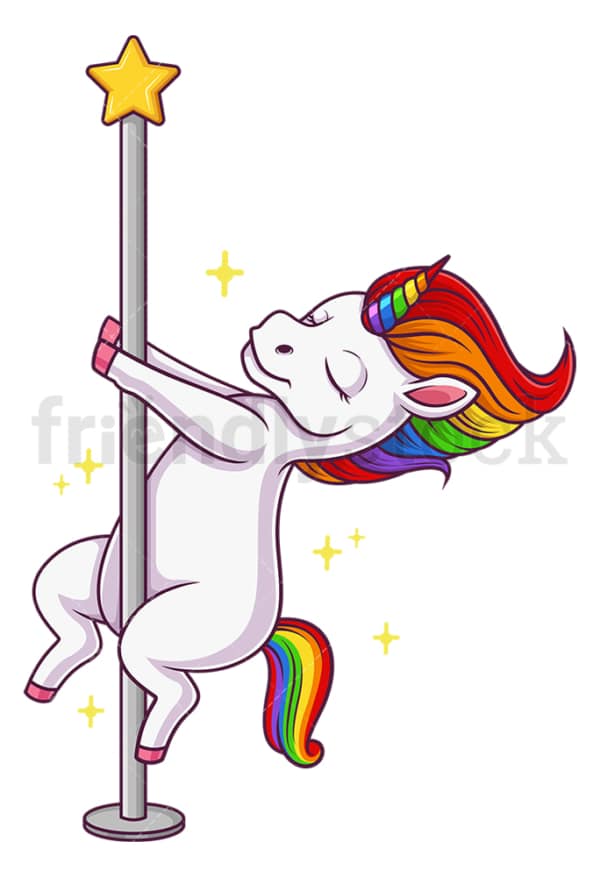 Unicorn pole dancing. PNG - JPG and vector EPS file formats (infinitely scalable). Image isolated on transparent background.