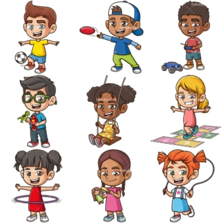 Kids playing vector bundle. PNG - JPG and infinitely scalable vector EPS - on white or transparent background.