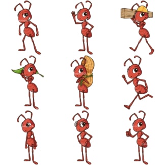 Red ant mascot character. PNG - JPG and infinitely scalable vector EPS - on white or transparent background.