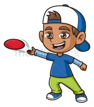Hispanic boy playing frisbee. PNG - JPG and vector EPS (infinitely scalable).