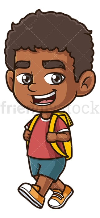 Black boy going to school. PNG - JPG and vector EPS (infinitely scalable).