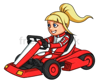 Girl driving go-kart. PNG - JPG and vector EPS (infinitely scalable).