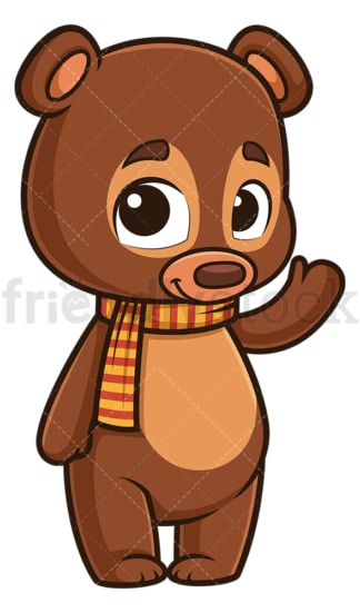 Happy autumn bear waving. PNG - JPG and vector EPS (infinitely scalable).