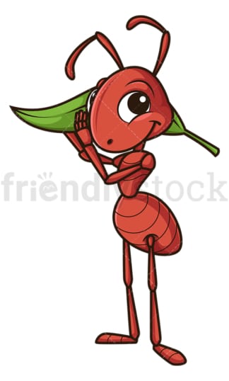 Ant carrying leaf. PNG - JPG and vector EPS (infinitely scalable).