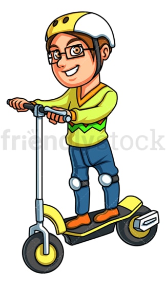 Boy riding electric scooter. PNG - JPG and vector EPS (infinitely scalable).