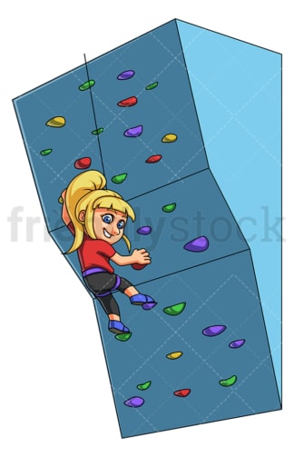 Girl climbing boulder wall. PNG - JPG and vector EPS (infinitely scalable).