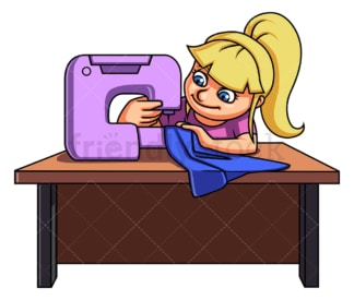 Girl using sewing machine. PNG - JPG and vector EPS (infinitely scalable).