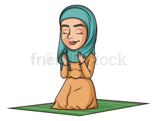 Muslim woman praying. PNG - JPG and vector EPS (infinitely scalable).