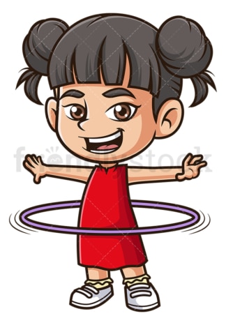 Asian girl playing hula hoop. PNG - JPG and vector EPS (infinitely scalable).