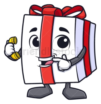 Gift box pointing to phone. PNG - JPG and vector EPS (infinitely scalable).
