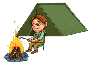 Little boy camping. PNG - JPG and vector EPS (infinitely scalable).