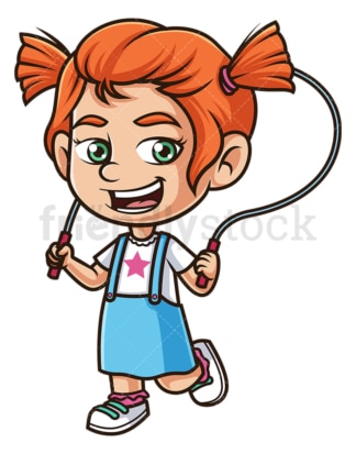Cute girl playing jump rope. PNG - JPG and vector EPS (infinitely scalable).