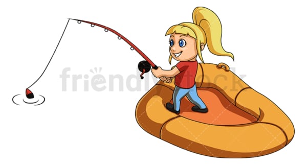 Little girl fishing. PNG - JPG and vector EPS (infinitely scalable).