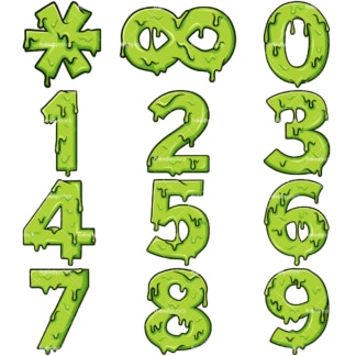 Cartoon slime numbers. PNG - JPG and vector EPS file formats (infinitely scalable). Images isolated on transparent background.