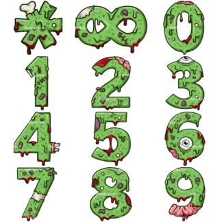 Cartoon zombie numbers. PNG - JPG and vector EPS file formats (infinitely scalable). Images isolated on transparent background.