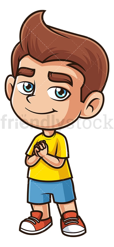 Download Caucasian Boy Praying Cartoon Clipart Vector - FriendlyStock