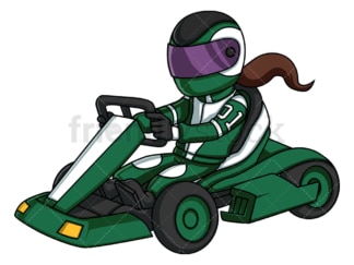 Woman driving go kart. PNG - JPG and vector EPS file formats (infinitely scalable). Image isolated on transparent background.