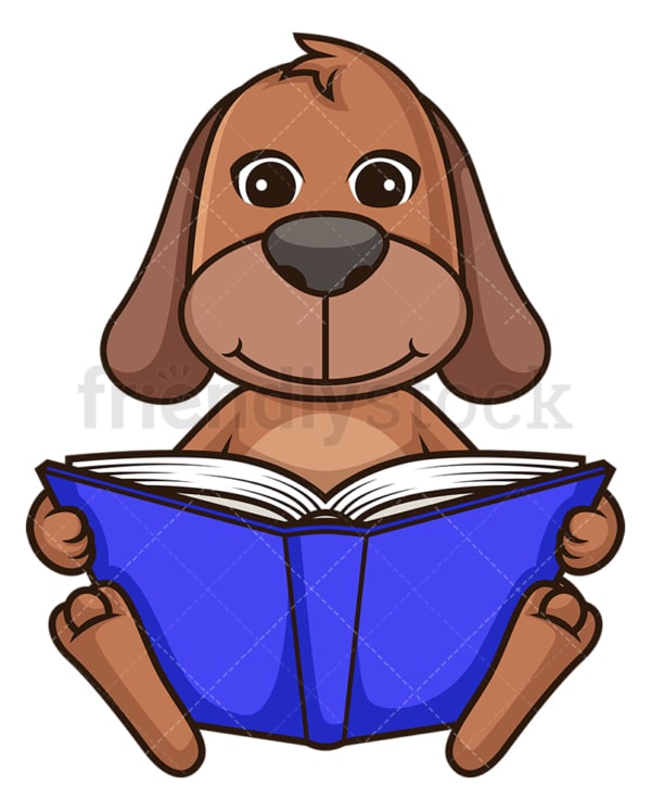 Dog reading book. PNG - JPG and vector EPS (infinitely scalable).