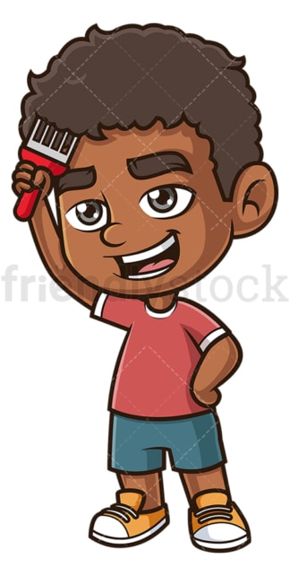 Black boy combing his hair. PNG - JPG and vector EPS (infinitely scalable).