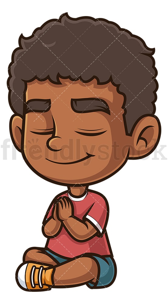 Download Black Boy Praying Cartoon Clipart Vector - FriendlyStock