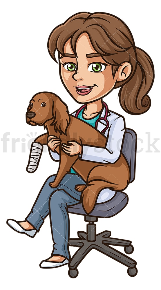 Female veterinarian injured dog. PNG - JPG and vector EPS (infinitely scalable).