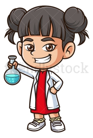 Asian science girl. PNG - JPG and vector EPS (infinitely scalable).