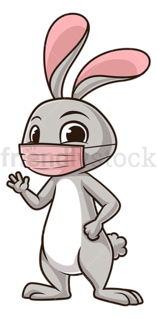 Rabbit with face mask. PNG - JPG and vector EPS (infinitely scalable).