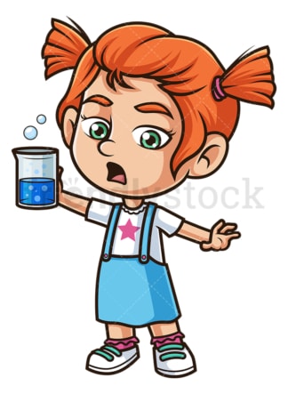 Girl holding chemistry vial. PNG - JPG and vector EPS (infinitely scalable).