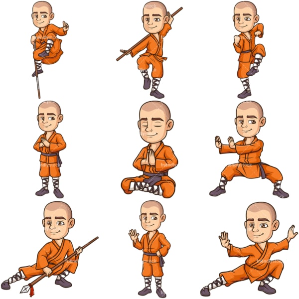 Shaolin monk. PNG - JPG and infinitely scalable vector EPS - on white or transparent background.
