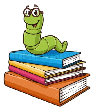 Bookworm on books. PNG - JPG and vector EPS (infinitely scalable).