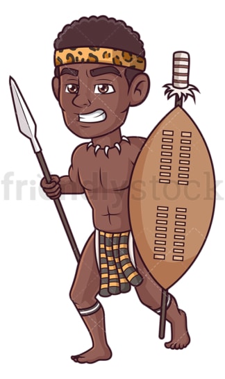 Angry zulu warrior. PNG - JPG and vector EPS (infinitely scalable).