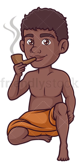 Bushman smoking. PNG - JPG and vector EPS (infinitely scalable).