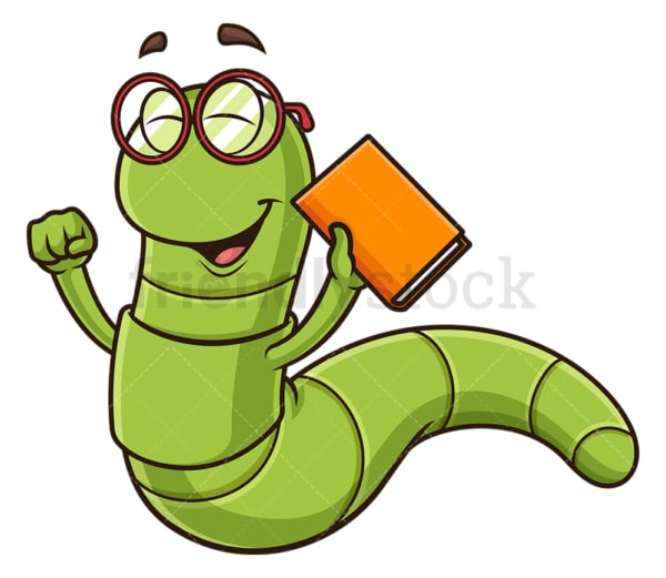 Happy bookworm. PNG - JPG and vector EPS (infinitely scalable).