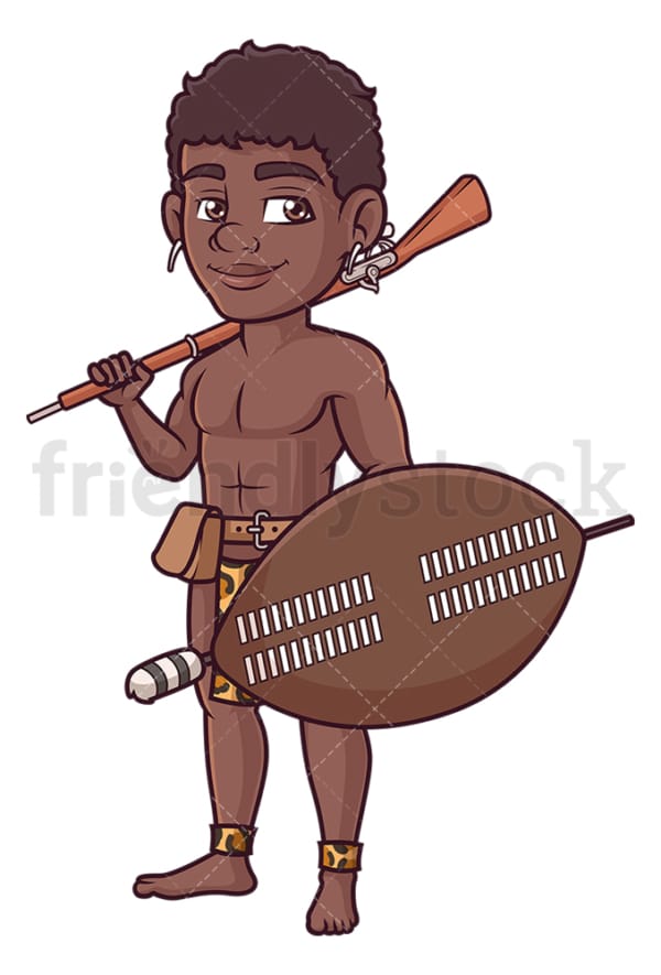 Zulu warrior with musket. PNG - JPG and vector EPS (infinitely scalable).