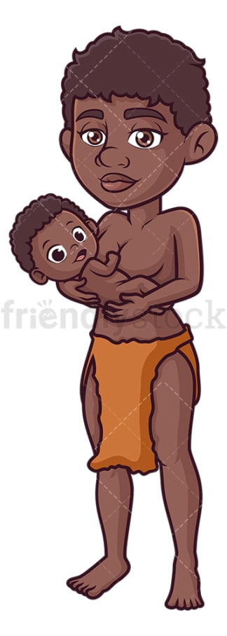 Woman bushman with baby. PNG - JPG and vector EPS (infinitely scalable).