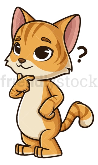 Friendly cat thinking. PNG - JPG and vector EPS (infinitely scalable).