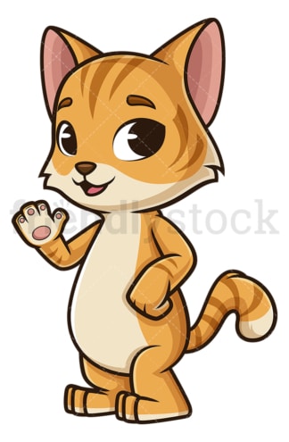 Friendly cat waving. PNG - JPG and vector EPS (infinitely scalable).