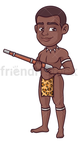 Zulu warrior with gun. PNG - JPG and vector EPS (infinitely scalable).