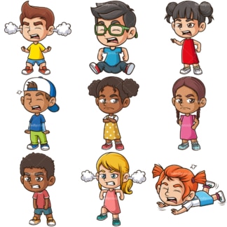 Angry kids. PNG - JPG and infinitely scalable vector EPS - on white or transparent background.