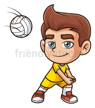 Caucasian boy playing volleyball. PNG - JPG and vector EPS (infinitely scalable).