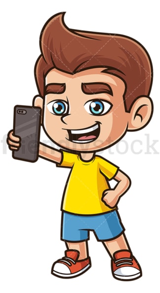 Caucasian boy taking selfie. PNG - JPG and vector EPS (infinitely scalable).