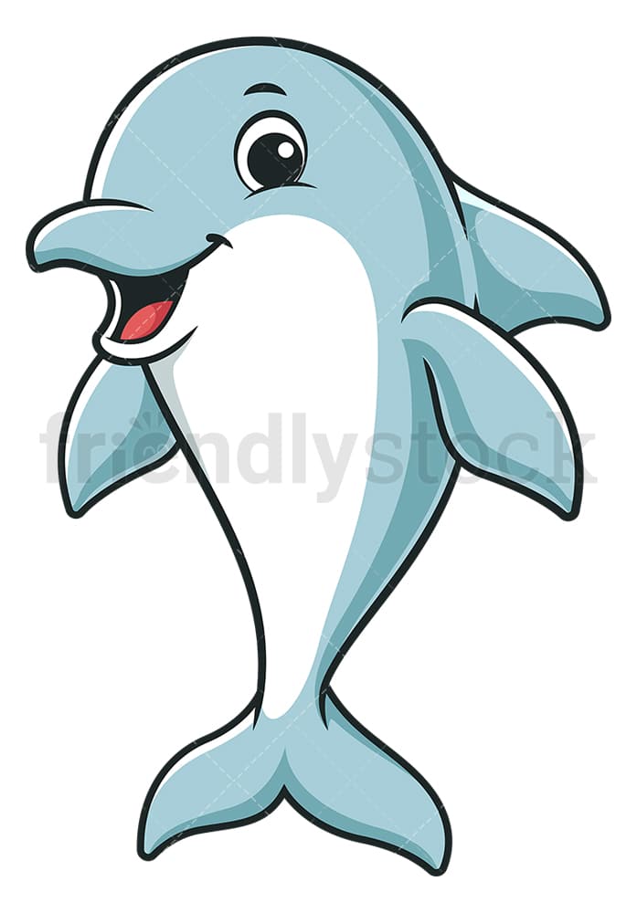 Blauwe Dolfijn Cartoon Clipart Vector - FriendlyStock