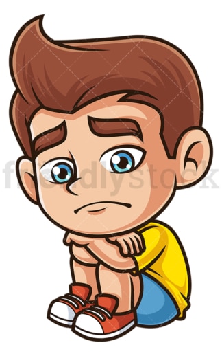 Sad little boy. PNG - JPG and vector EPS (infinitely scalable).
