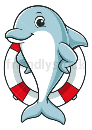 Dolphin with ring buoy. PNG - JPG and vector EPS (infinitely scalable).
