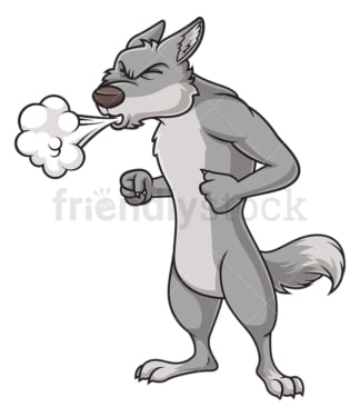 Wolf blowing. PNG - JPG and vector EPS (infinitely scalable).