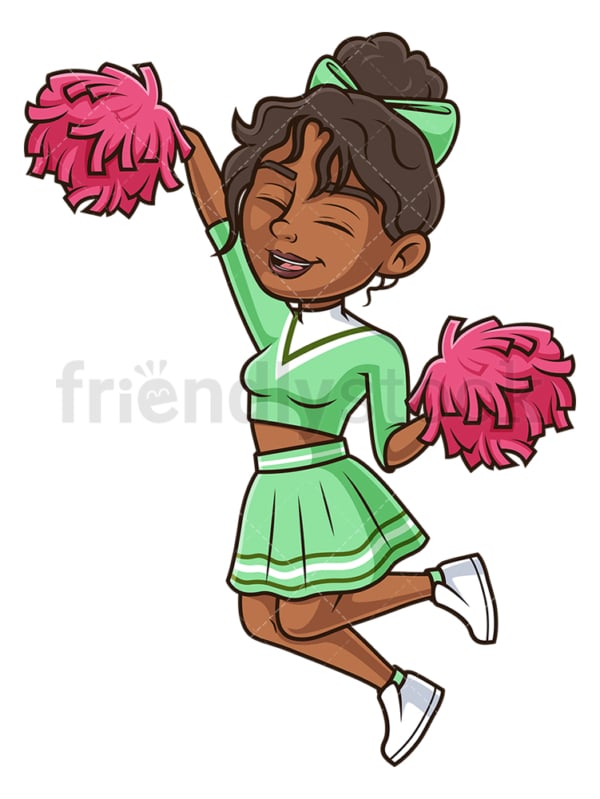 Black cheerleader jumping. PNG - JPG and vector EPS (infinitely scalable).