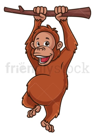Orangutan hanging from tree branch. PNG - JPG and vector EPS (infinitely scalable).